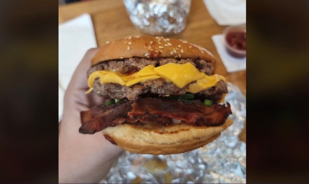 Five Guys barbecue bacon cheeseburger